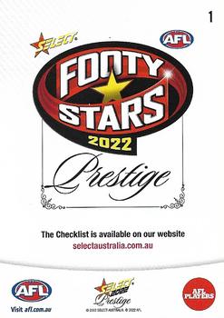 2022 Select AFL Prestige #1 Header Card Back